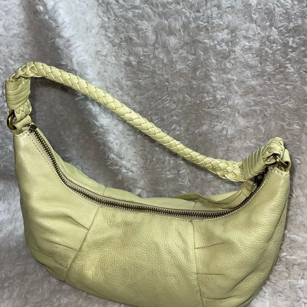 Elliott Lucca Leather mint green shoulder bag with antique tone hardwares